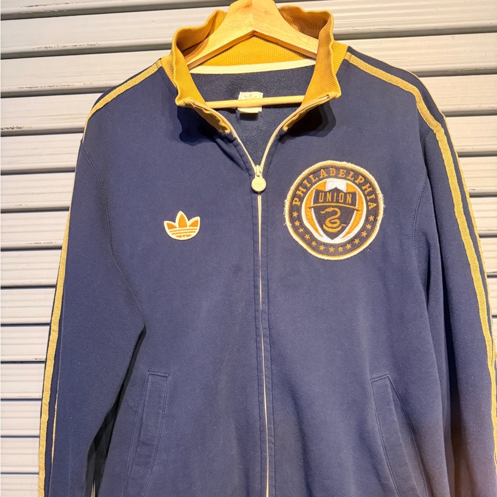 Philadelphia Union Adidas Blue and Gold vintage style anthem jacket